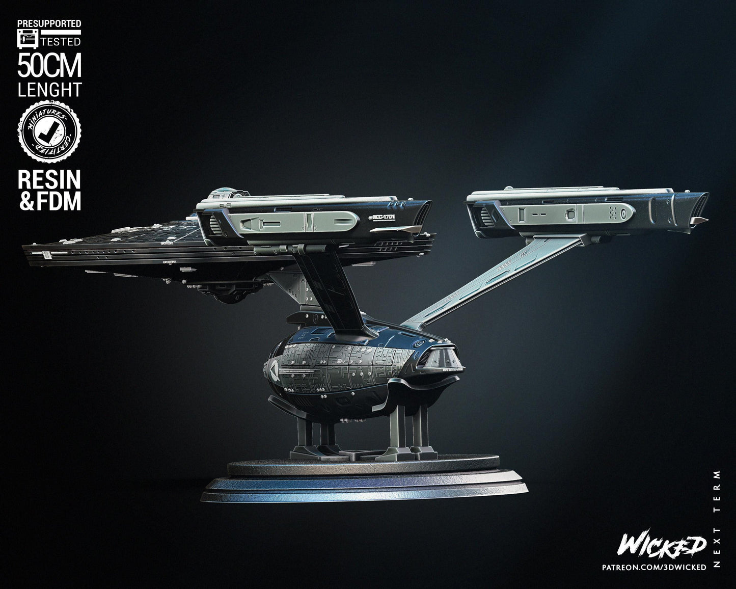 U.S.S Enterprise NCC-1701 - UNPAINTED Fan Art - Wicked 3D Models