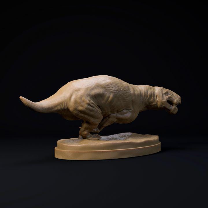 Inostrancevia Latifrons chasing - UNPAINTED - Dino and Dog Miniatures