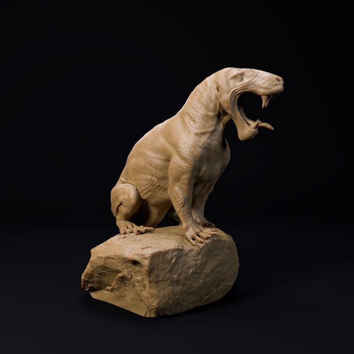 Inostrancevia Latifrons yawning - UNPAINTED - Dino and Dog Miniatures