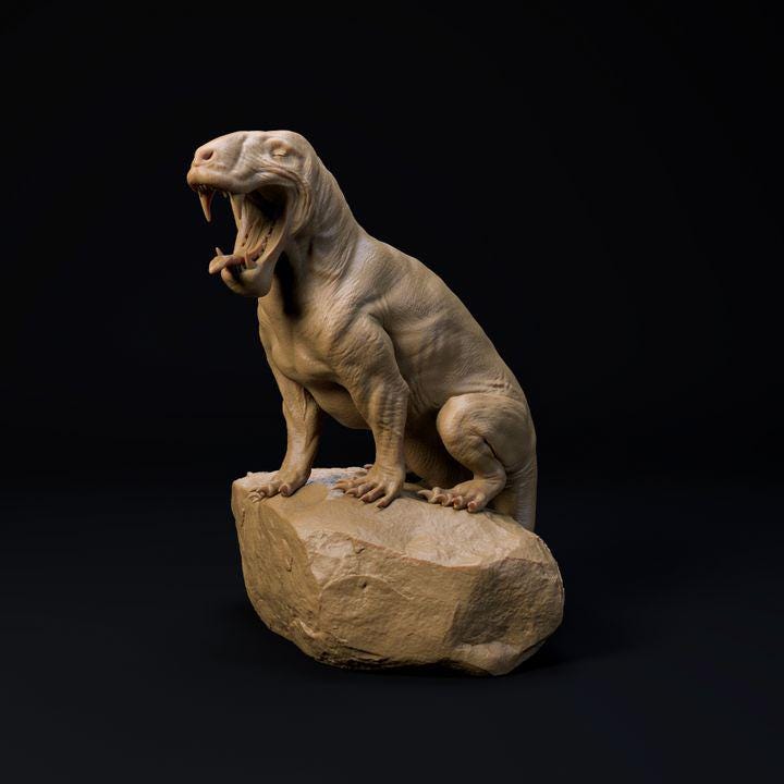 Inostrancevia Latifrons yawning - UNPAINTED - Dino and Dog Miniatures