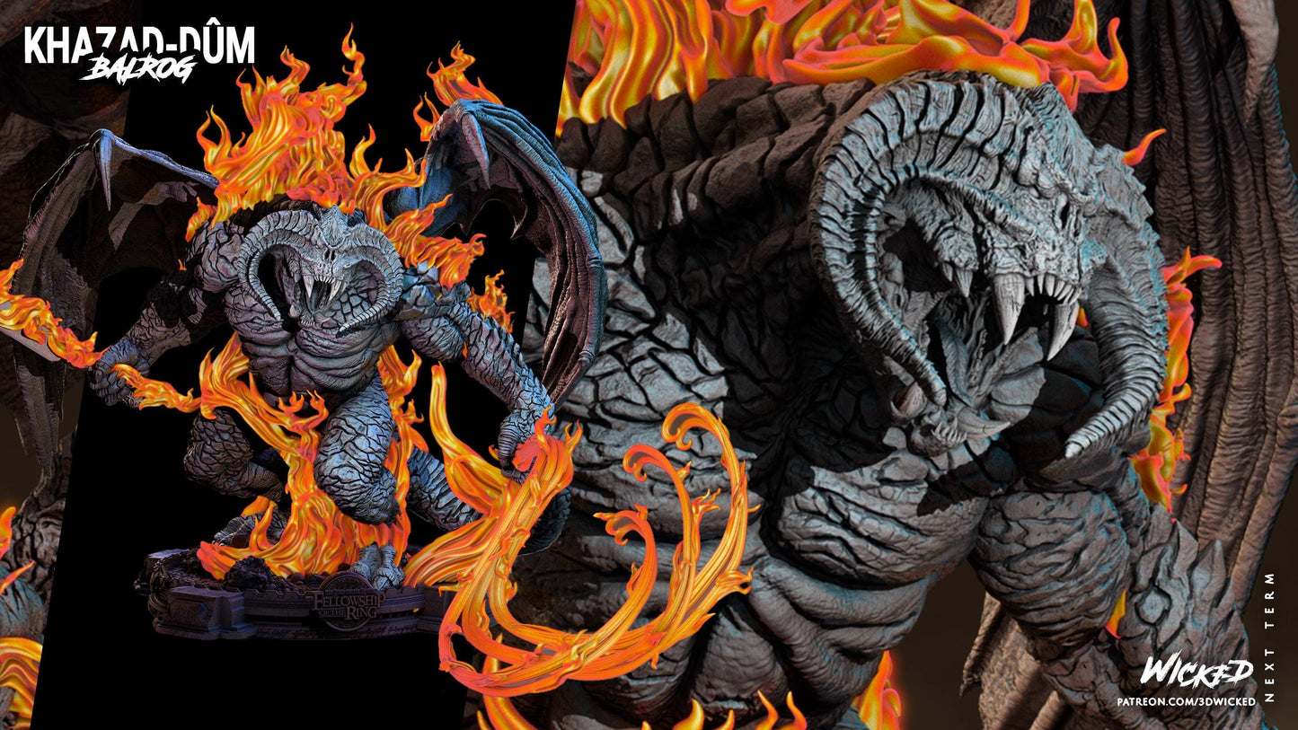 Balrog Sculpture- Unpainted FAN ART - Wicked 3D Prints