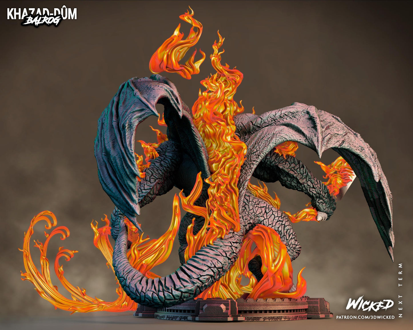 Balrog Sculpture- Unpainted FAN ART - Wicked 3D Prints