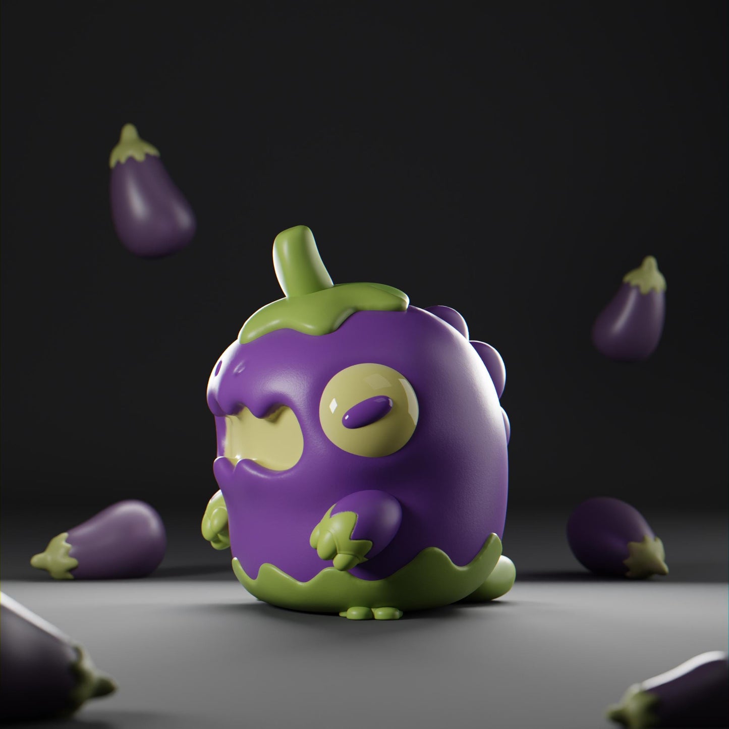 Brinjalsaur - UNPAINTED - Grumpii Art Toy