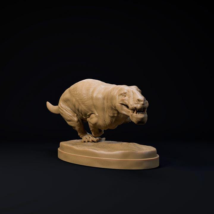 Inostrancevia Latifrons chasing - UNPAINTED - Dino and Dog Miniatures