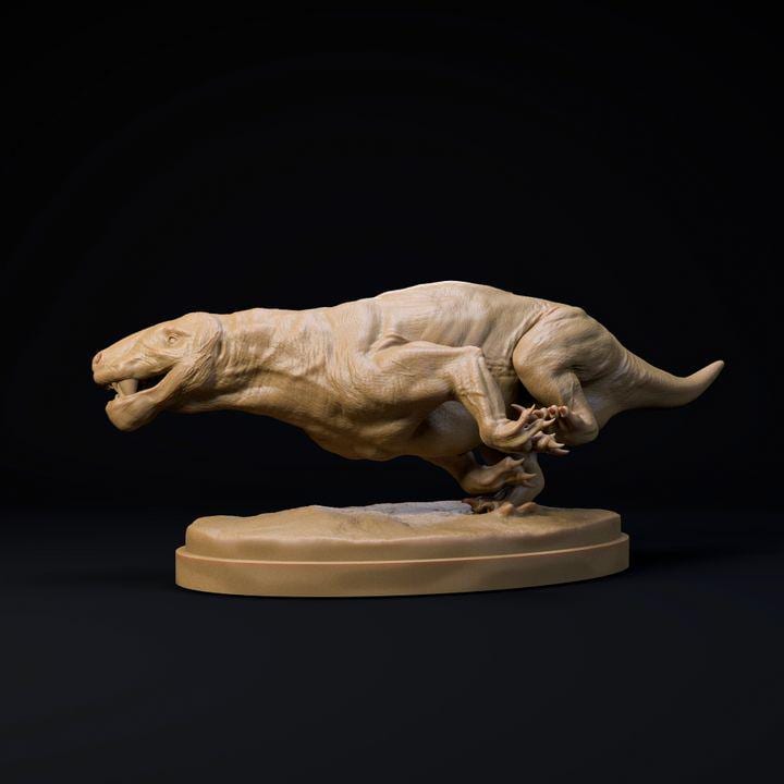 Inostrancevia Latifrons chasing - UNPAINTED - Dino and Dog Miniatures