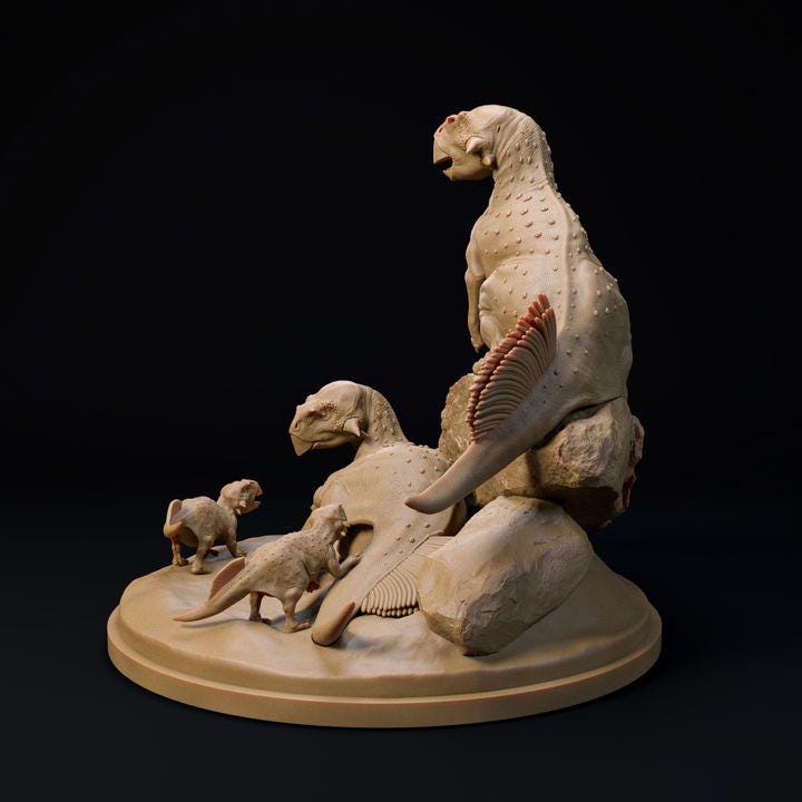 Psittacosaurus Family - UNPAINTED - Dino and Dog Miniatures