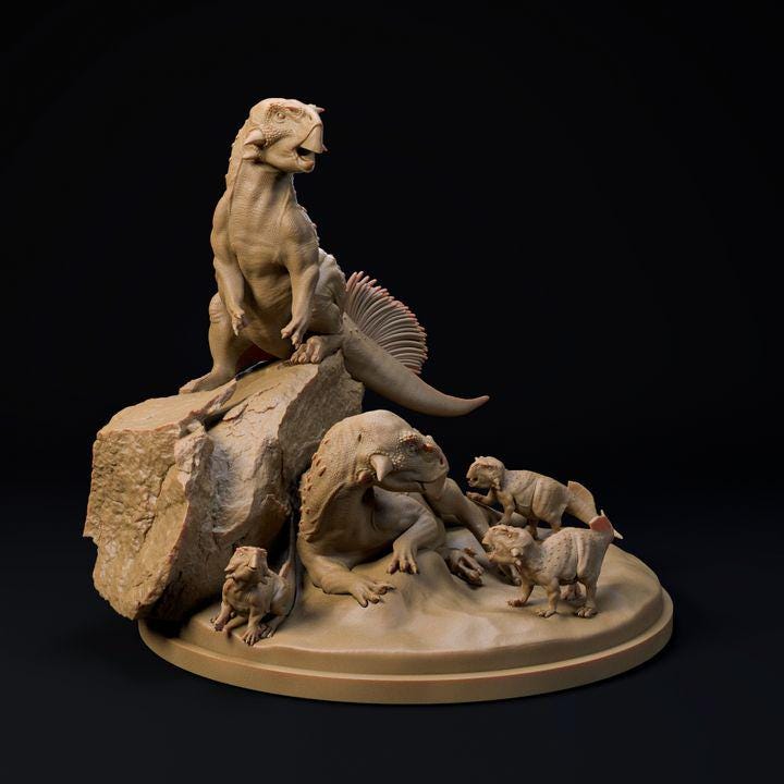 Psittacosaurus Family - UNPAINTED - Dino and Dog Miniatures