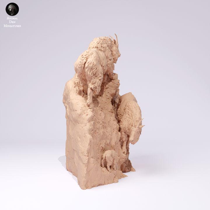 Rocky Mountain Goats Cliff - UNPAINTED - Animal Den Miniatures
