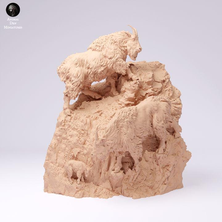 Rocky Mountain Goats Cliff - UNPAINTED - Animal Den Miniatures