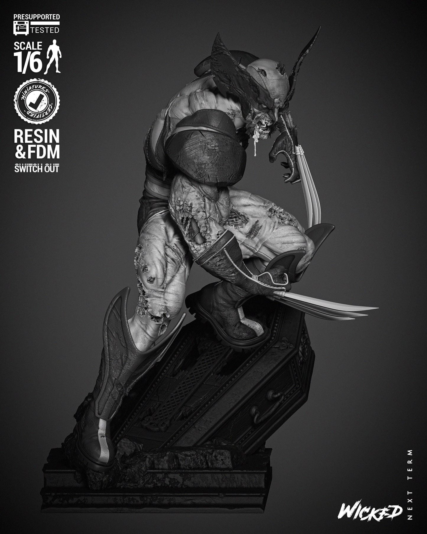 Wolverine Zombie - UNPAINTED FAN ART - Wicked 3D Models