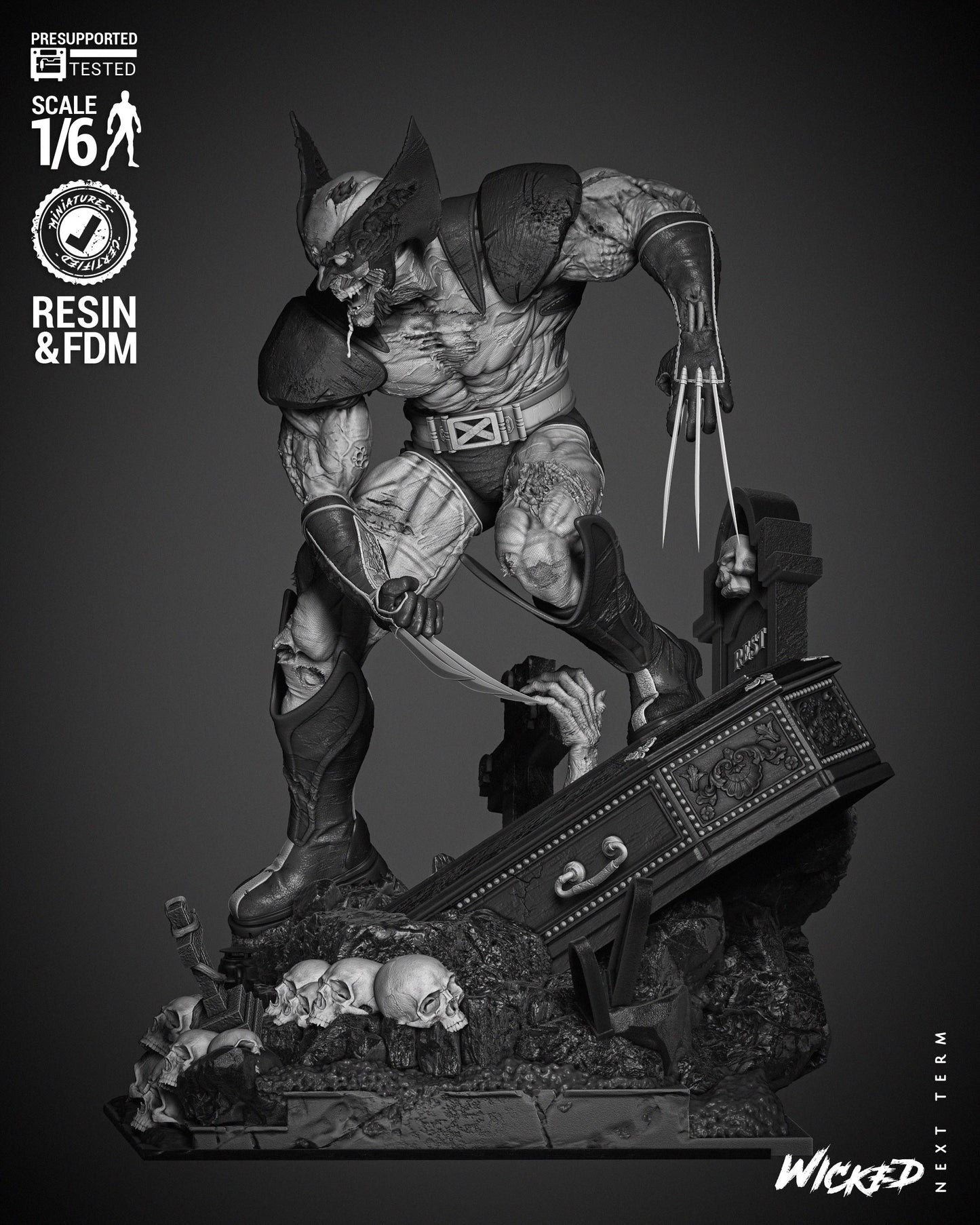 Wolverine Zombie - UNPAINTED FAN ART - Wicked 3D Models