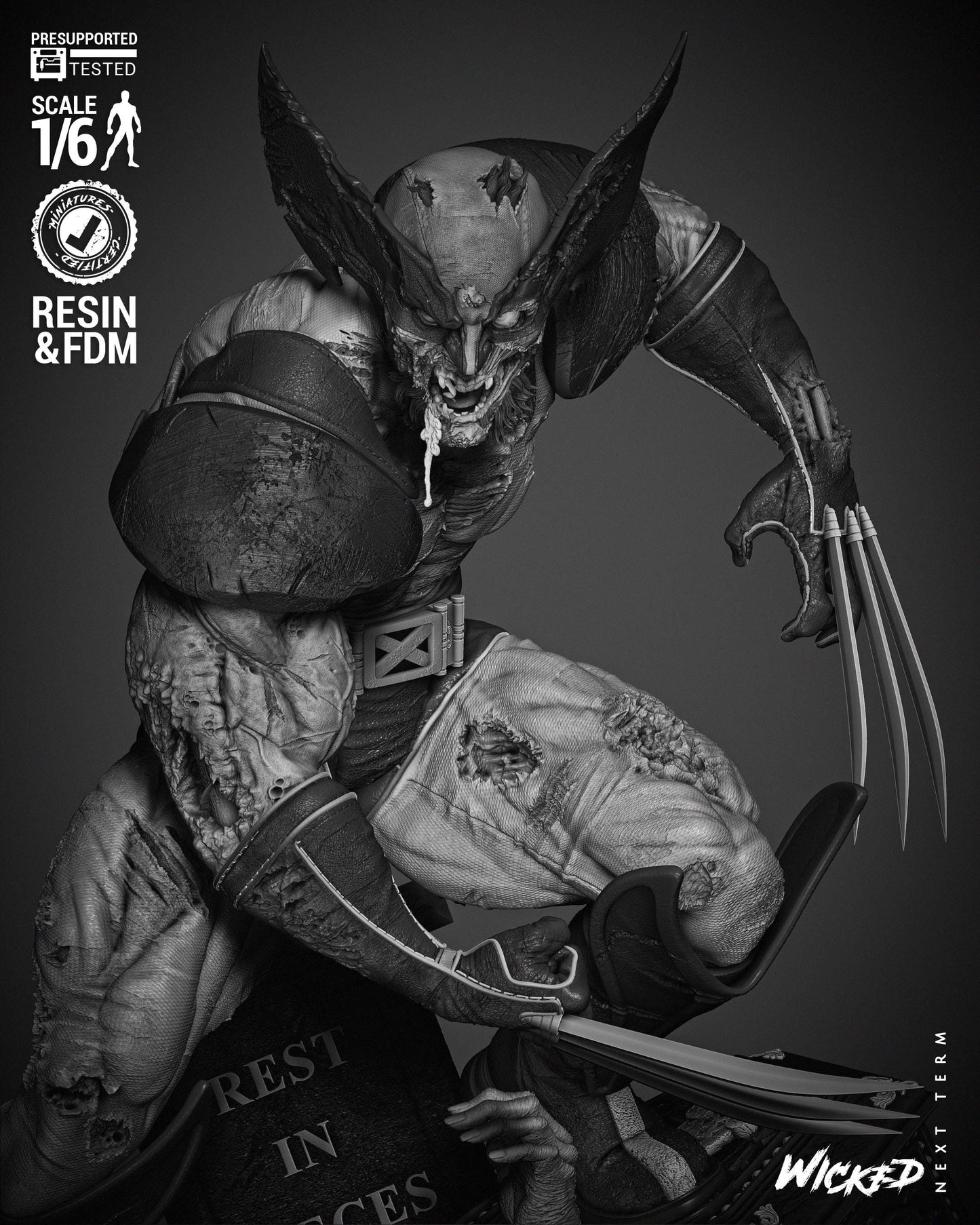 Wolverine Zombie - UNPAINTED FAN ART - Wicked 3D Models