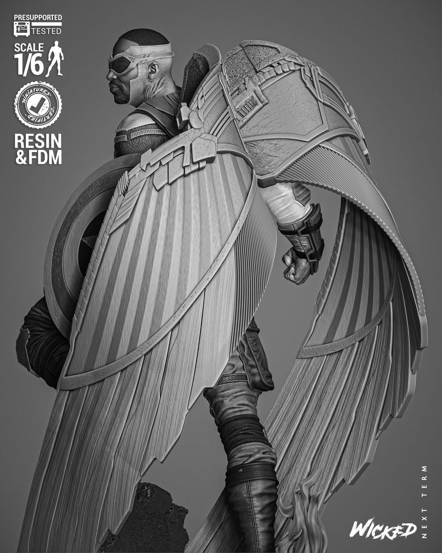 Falcon Sculpture 2024 - UNPAINTED FAN ART - Wicked 3D Models