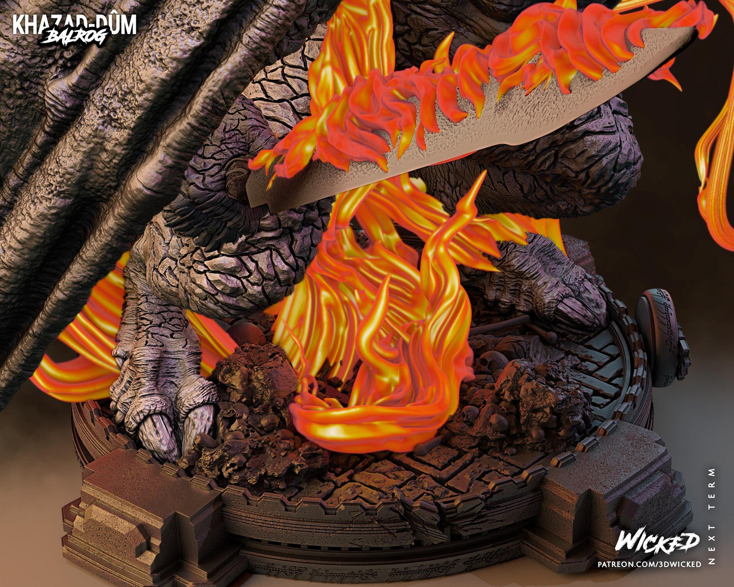 Balrog Sculpture- Unpainted FAN ART - Wicked 3D Prints