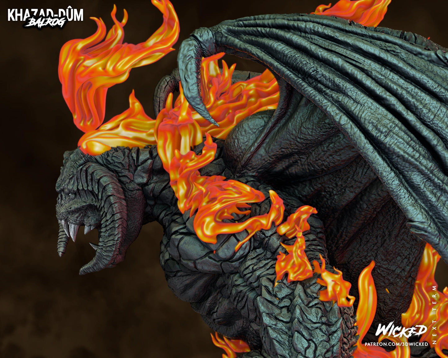 Balrog Sculpture- Unpainted FAN ART - Wicked 3D Prints