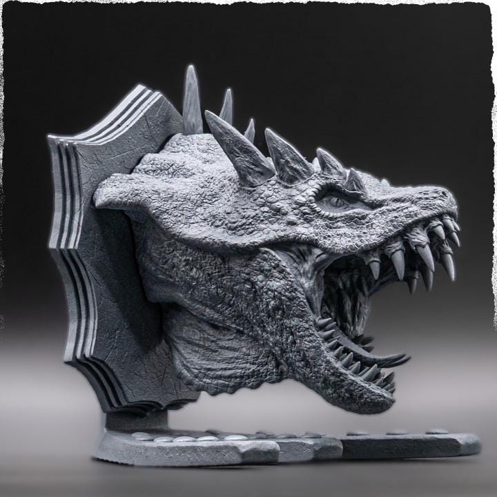 Mantis Dragon (head trophy) - UNPAINTED - Evox Arts