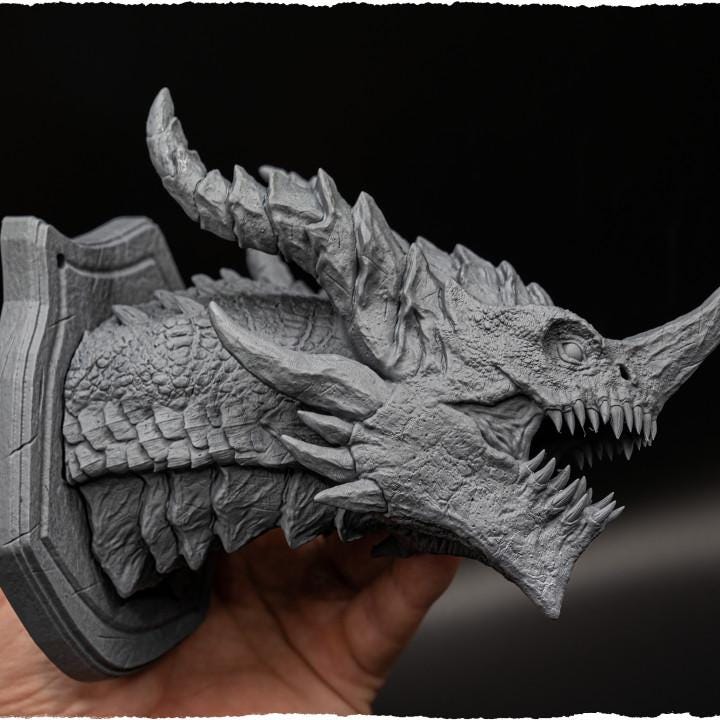 Tank Dragon (head trophy) - UNPAINTED - Evox Arts