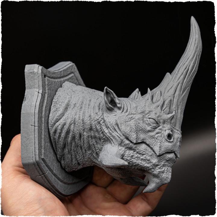 Rhinovarix Dragon (head trophy) - UNPAINTED - Evox Arts