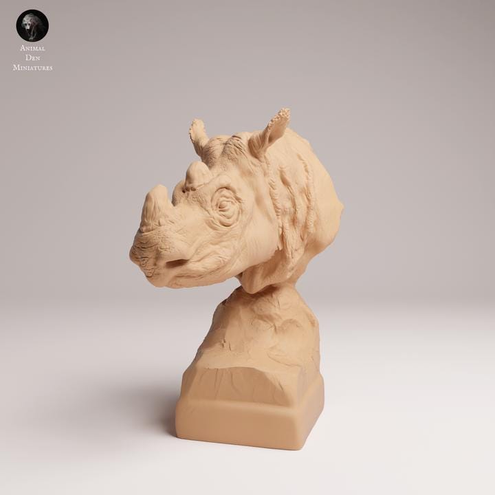 Sumatran Rhino Male Bust - Animal Den Miniatures