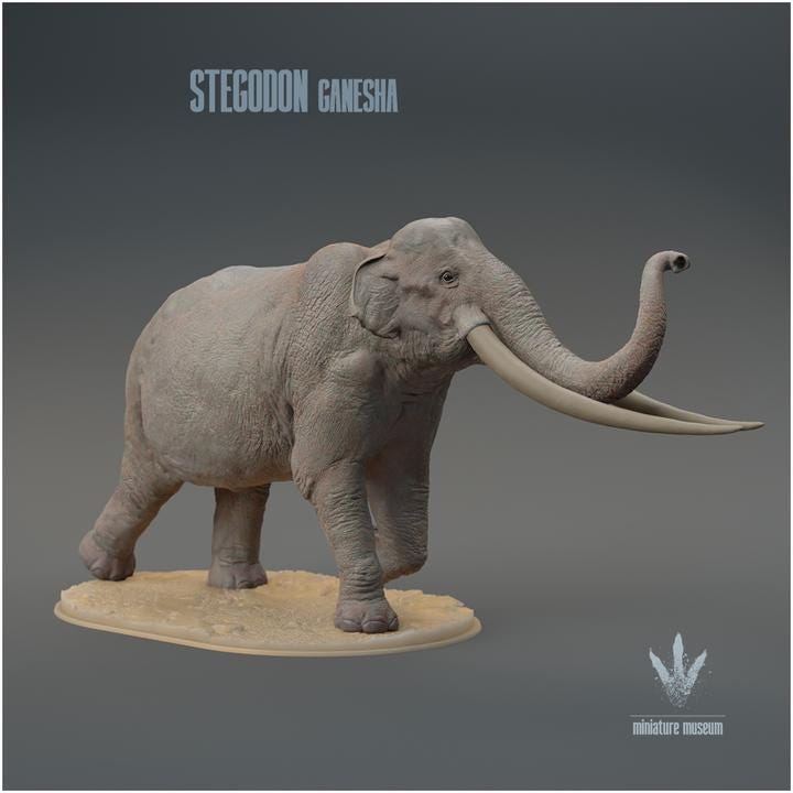 Stegodon ganesha : Walking - UNPAINTED 3D Figurine - Miniature Museum