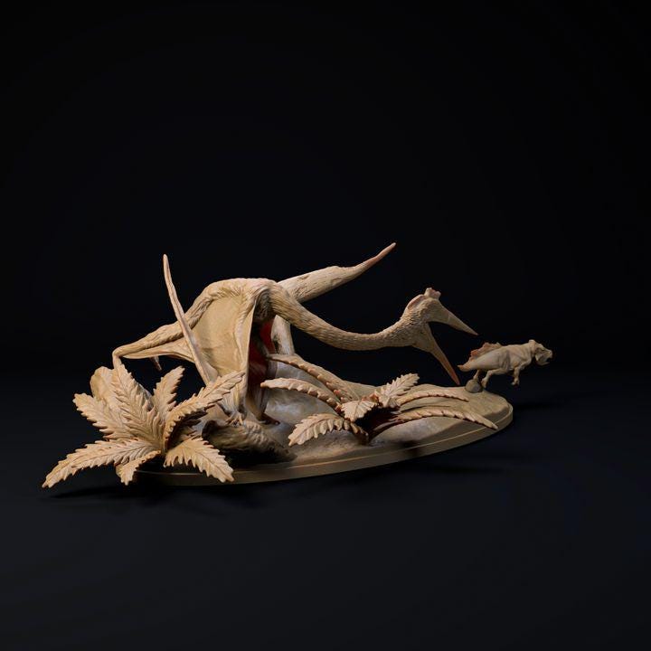 Quetzalcoatlus chase pterosaur - UNPAINTED - Dino and Dog Miniatures