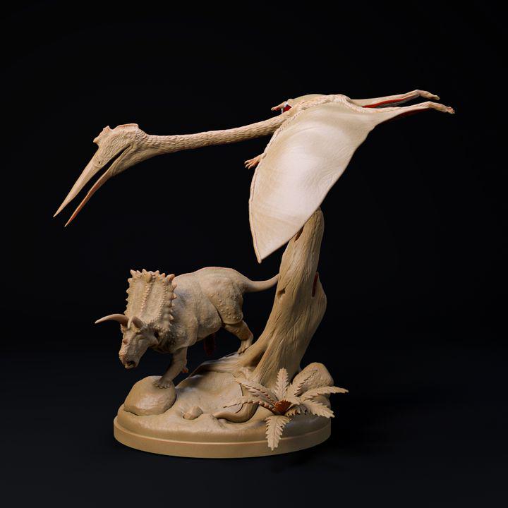 Quetzalcoatlus flying over - UNPAINTED - Dino and Dog Miniatures