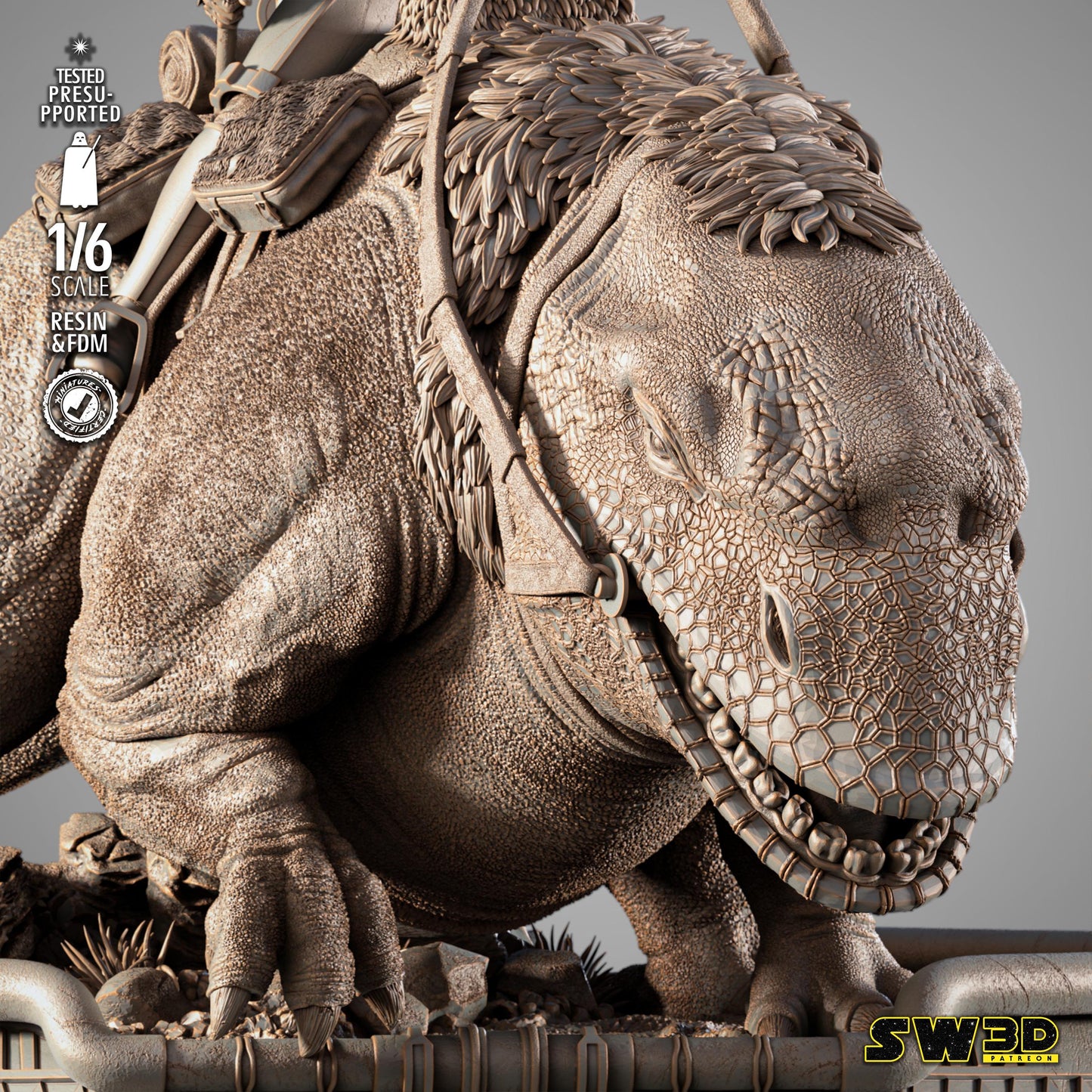 Sand Trooper in Dewback Sculpture - UNPAINTED FAN ART - Star Wars 3D Models
