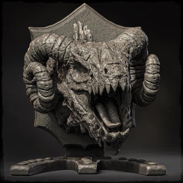Icelandic Dragon (head trophy) - UNPAINTED - Evox Arts