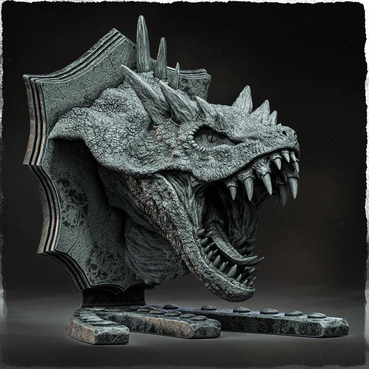 Mantis Dragon (head trophy) - UNPAINTED - Evox Arts