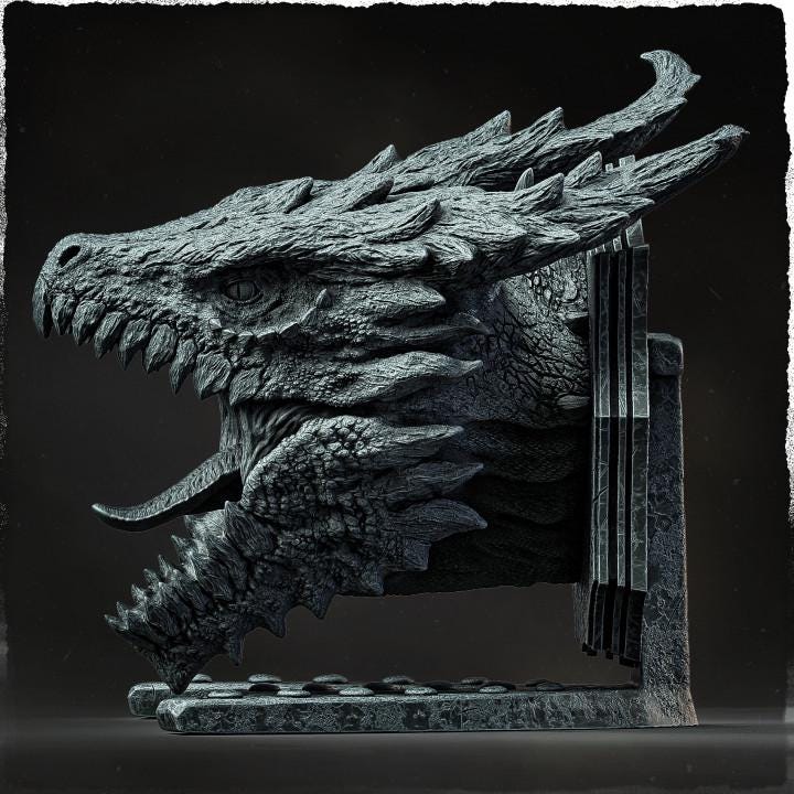 Emerald Dragon (head trophy) - UNPAINTED - Evox Arts