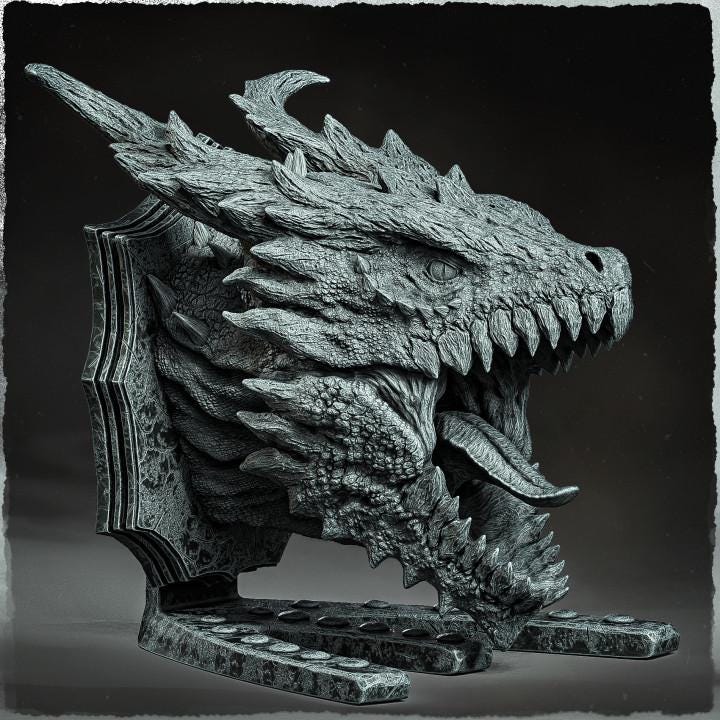 Emerald Dragon (head trophy) - UNPAINTED - Evox Arts