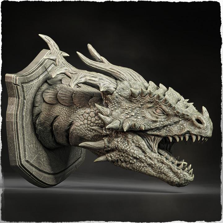 Asian Dragon (head trophy) - UNPAINTED - Evox Arts