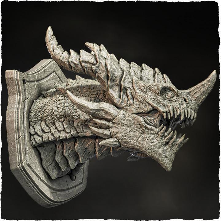 Tank Dragon (head trophy) - UNPAINTED - Evox Arts