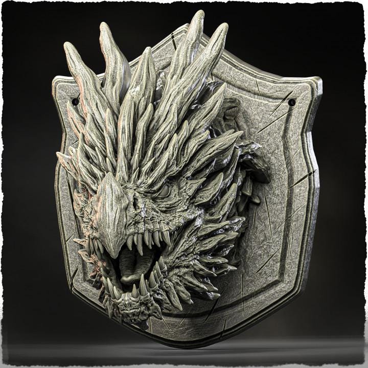 Sliverspine Dragon (head trophy) - UNPAINTED - Evox Arts