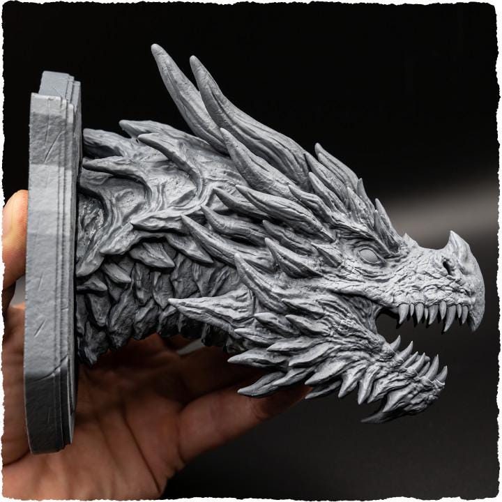 Sliverspine Dragon (head trophy) - UNPAINTED - Evox Arts