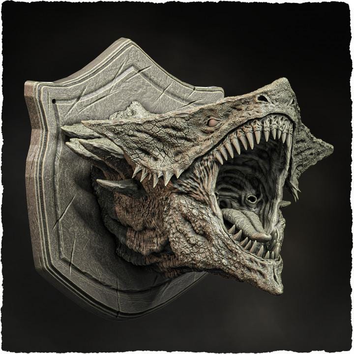 Arrowhead Dragon (head trophy) - UNPAINTED - Evox Arts