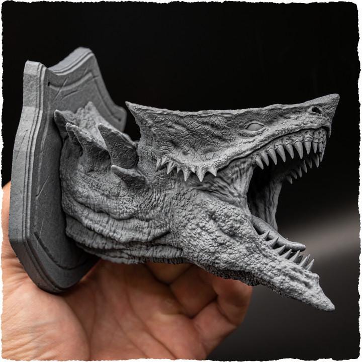 Arrowhead Dragon (head trophy) - UNPAINTED - Evox Arts