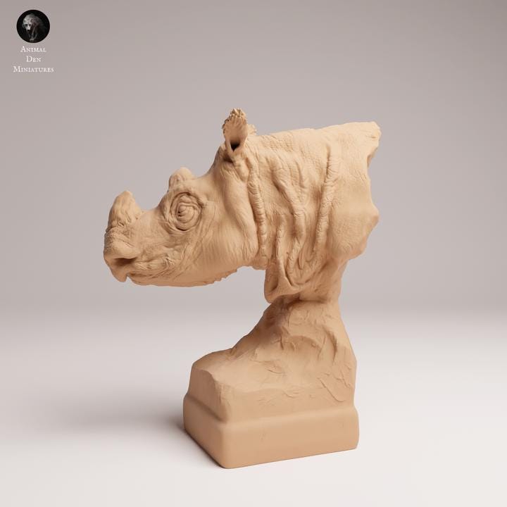 Sumatran Rhino Male Bust - Animal Den Miniatures