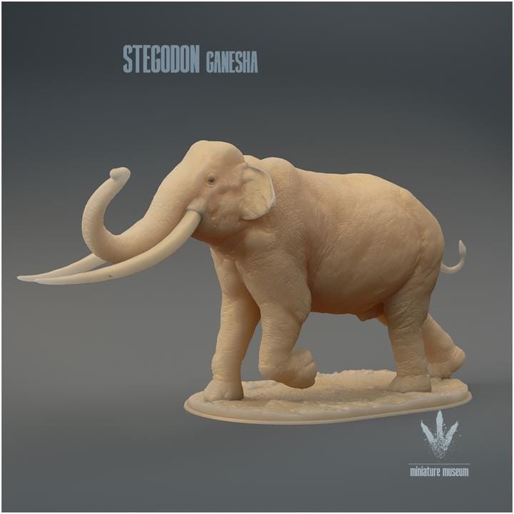 Stegodon ganesha : Walking - UNPAINTED 3D Figurine - Miniature Museum