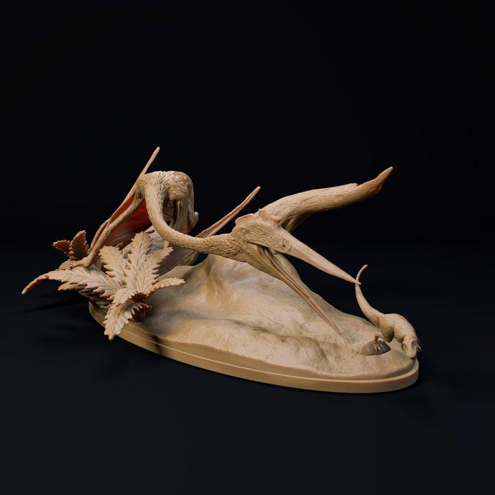 Quetzalcoatlus chase pterosaur - UNPAINTED - Dino and Dog Miniatures