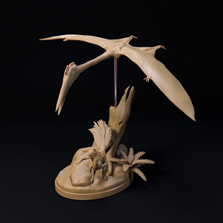 Quetzalcoatlus flying over - UNPAINTED - Dino and Dog Miniatures