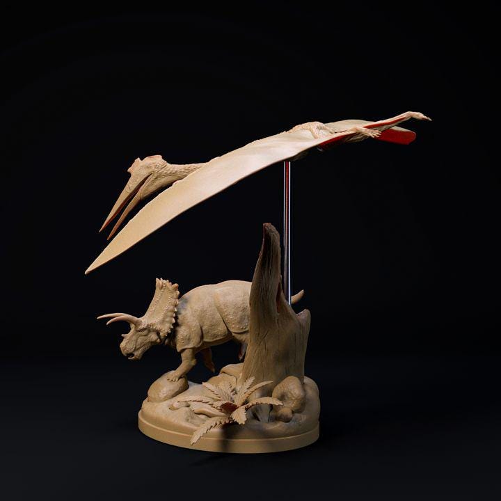 Quetzalcoatlus flying over - UNPAINTED - Dino and Dog Miniatures