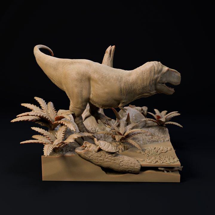 Hell Creek Tyrannosaurus diorama - UNPAINTED - Dino and Dog Miniatures