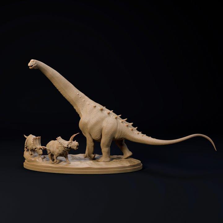 Alamosaurus and Bravoceratops - UNPAINTED - Dino and Dog Miniatures
