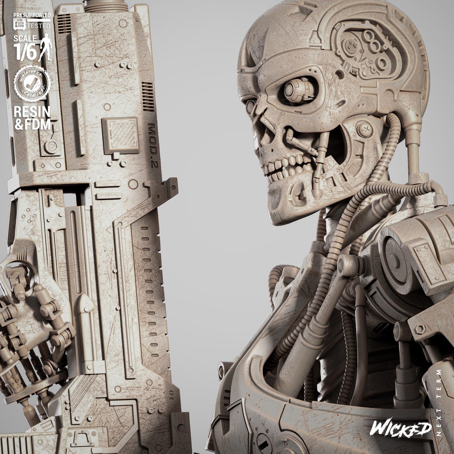 T 800 Sculpture - UNPAINTED FAN ART - Wicked 3D Models