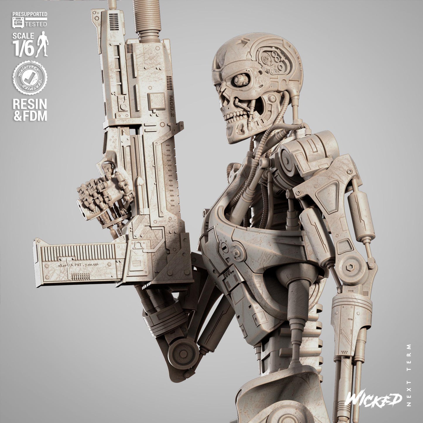 T 800 Sculpture - UNPAINTED FAN ART - Wicked 3D Models