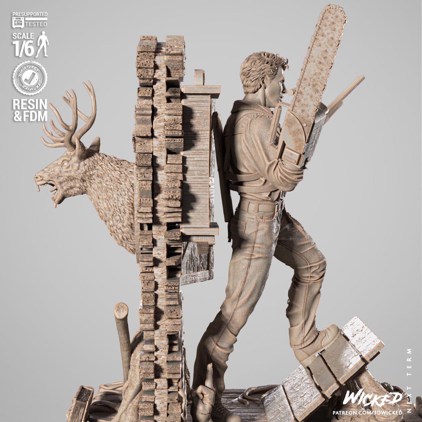Ash Sculpture - UNPAINTED 3D figure of FAN ART - Wicked 3D Models