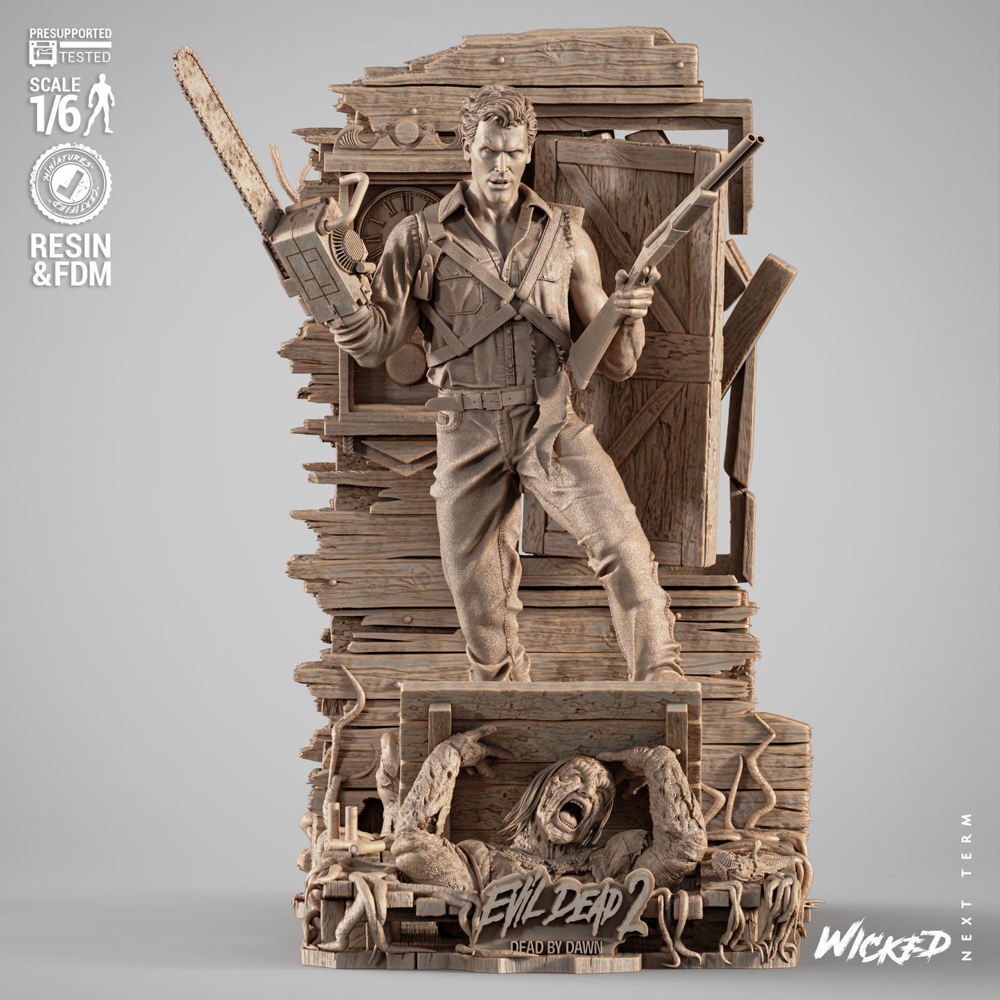Ash Sculpture - UNPAINTED 3D figure of FAN ART - Wicked 3D Models
