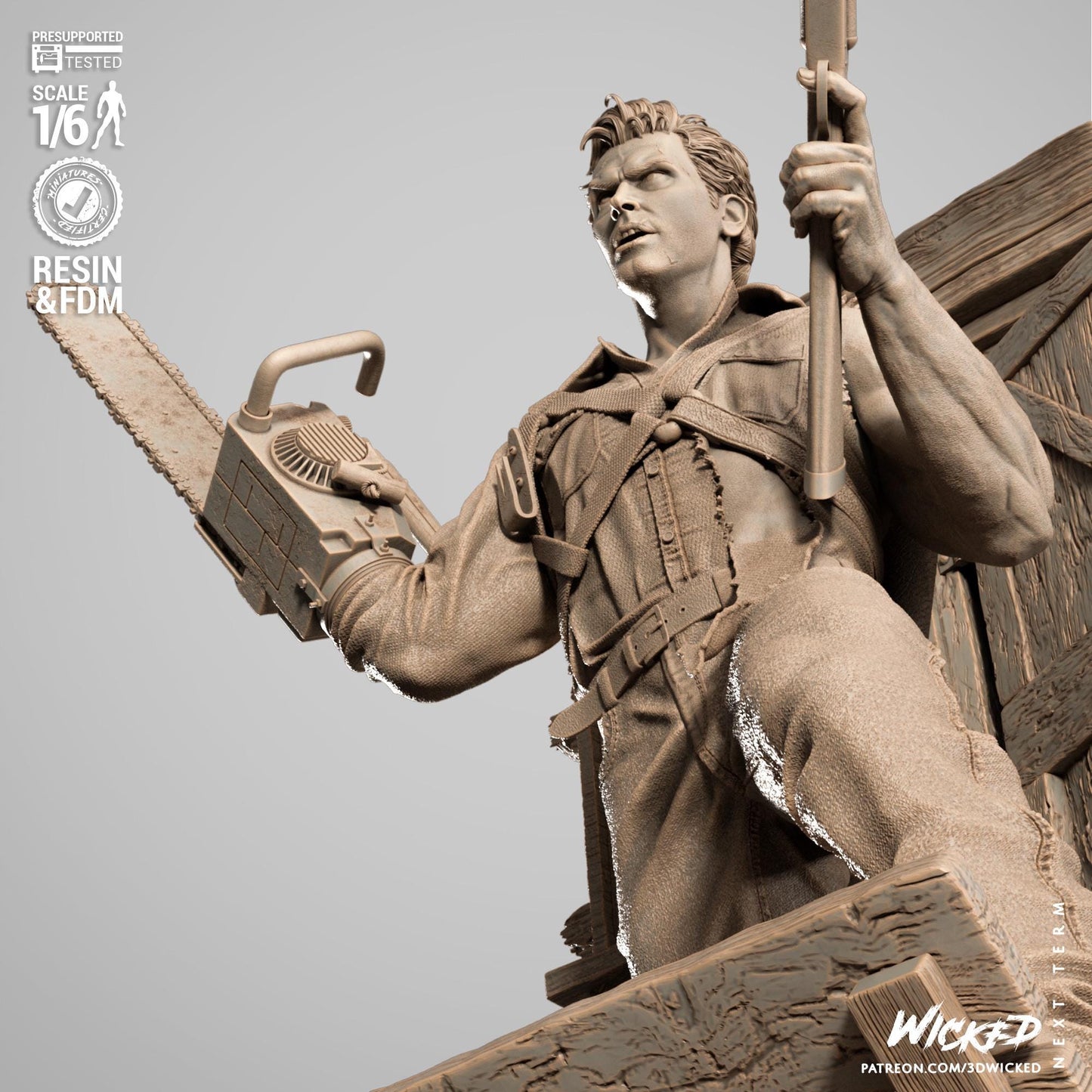 Ash Sculpture - UNPAINTED 3D figure of FAN ART - Wicked 3D Models