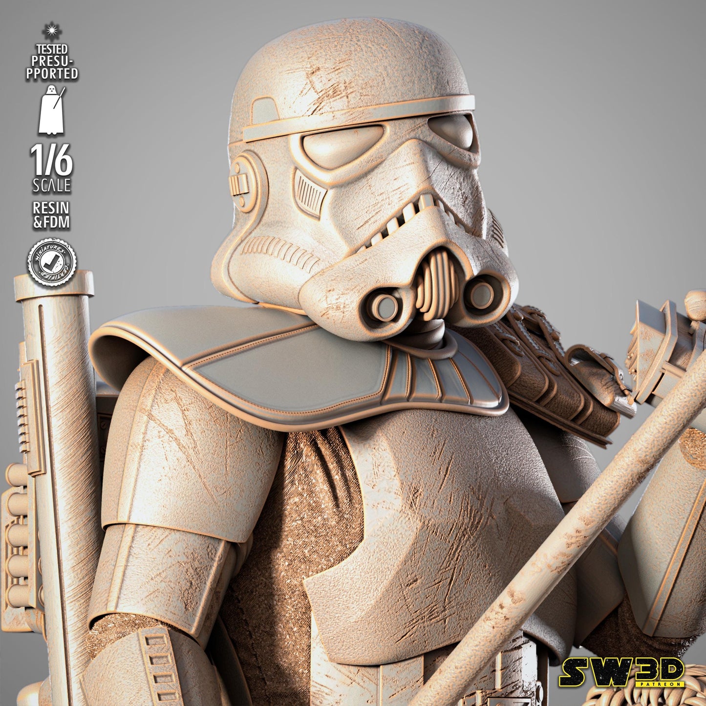 Sand Trooper in Dewback Sculpture - UNPAINTED FAN ART - Star Wars 3D Models